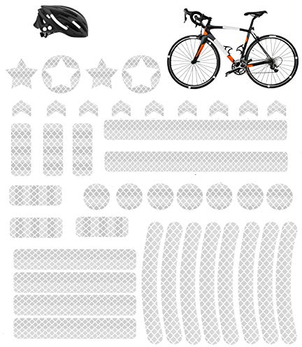 HIQE-FL 42 Stück Reflektoren Aufkleber Sticker,Reflektor Sticker Fahrrad,Reflektor Band,Reflektierende Aufkleber,Reflexfolie Selbstklebend,für Kinderwagen Fahrrad und helme (Silber)