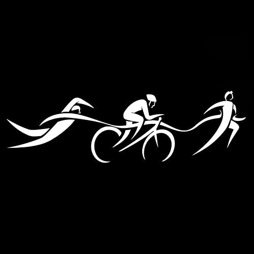 SCSHY Auto-Aufkleber 18.1Cm * 5.4Cm Mode Triathlon Sport Vinyl Aufkleber Auto Aufkleber Schwarz/Silber Dekor Silhouette