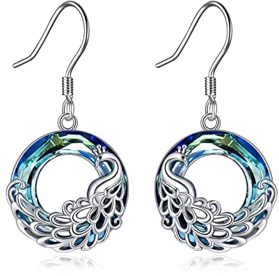 Pfauen Ohrringe aus Sterling Silber Pfauen Schmuck Geschenke für Frauen
