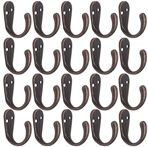 Gutapo Coffee Cup Hooks 20pcs Copper Hooks Door Wall Closet Mounted Single Hook Hangers for Robe Coat with 46pcs Screws