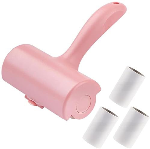 Große Fusselrolle Tierhaarrolle und 3 Ersatzrollen zum Entfernen von Tierhaaren Katzenhaaren Hundehaaren, Fusselentferner Tierhaarentferner für Kleidung Sofa Bett (12cm)