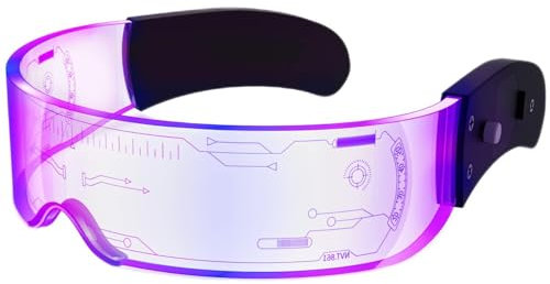 NIUCOO LED-Visierbrille, beleuchtet: [7 Farben, 4 Modi] Cyberpunk Futuristische leuchtende Cosplay-Brille, Rave Cyber Lightup Brille (High Tech)