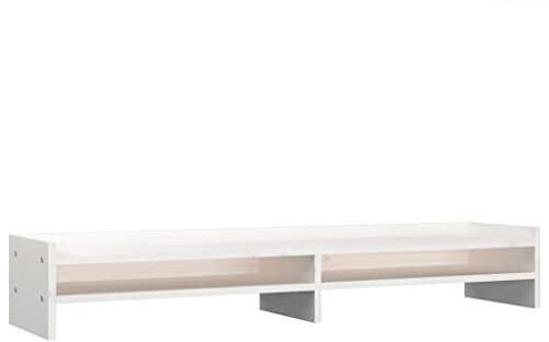 vidaXL Monitorständer Schreibtischaufsatz Monitorerhöhung Bildschirm Aufsatz Bildschirmerhöhung Bildschirmständer Weiß 100x24x16cm Massivholz Kiefer