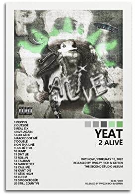 SUANYE Yeat Poster 2 Lebendiges Albumcover-Poster für Schlafzimmer, Leinwand-Kunstposter und Wanddekoration, Bild, 30 x 45 cm