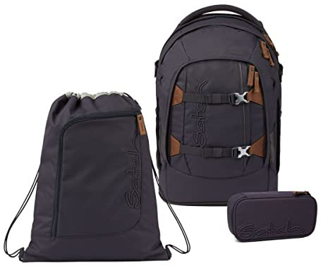 satch Pack Schulrucksack Set 3tlg. inkl. Schlamperbox und Sportbeutel (Nordic Grey)