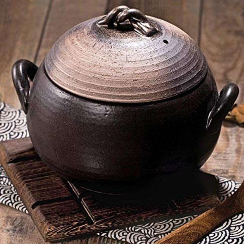 Heat-Resistant hot Pot Rice Pot Round Ceramic Casserole Japanese Donabe Rice Cooker with lid(A 4.5L)