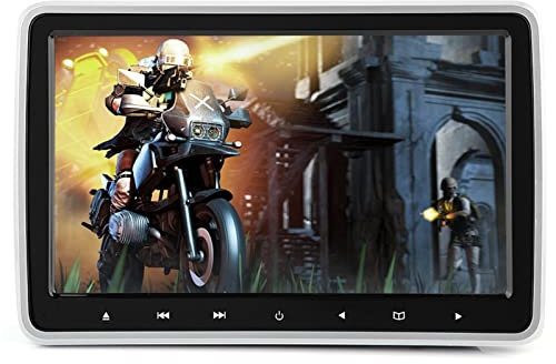 Car DVD Player (Black + Silver) 0.1 HD TFT Portable Headrest Clip-On Digital ow with Dual USB, FM Transmitter, and Built-in Speaker for Back Entertainment – for Kids &