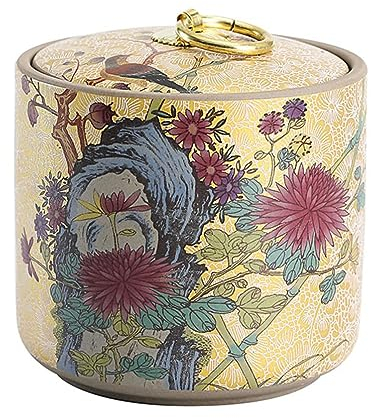 JTBDWOSK Vintage Teedose Keramik Vorratsdose Zuckerdose Kaffedose mit Deckel Keksdose Gewürzdose Keramikdose Aufbewahrungsdose Vorratsbehälter für Lose Tee Zucker Kräuter Gewürze Süßigkeiten,Gelb
