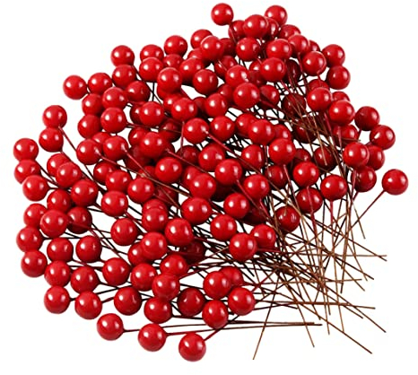 Künstliche Beeren Rot Dekorative Weihnachten Stechpalme Beeren Schaumkugel Eisendraht Rote Kugel Kaffeestab Kranz Weihnachtsfeier Dekoration Zubehör 200 Stück