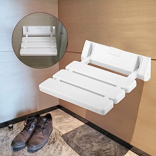 Duschklappsitz für Wandmontage Belastbar bis 130kg Tragkraft Zusammenklappbar Duschhocker Dusche Sitzgelegenheit für Spa Sauna Balkon Badezimmer