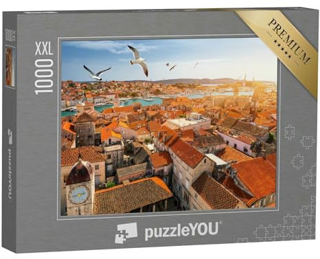 Puzzle 1000 Teile XXL „Blick auf die Stadt Trogir mit Möwen, Kroatien“ – aus der Puzzle-Kollektion Städte, Kroatien