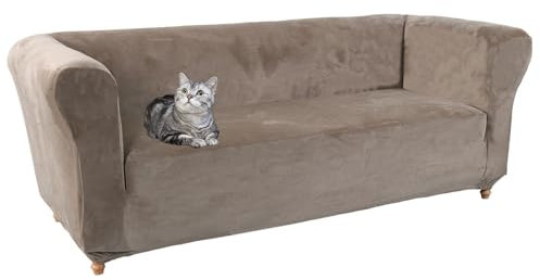 ZYBSLCSY Chesterfield Stretch-Sofabezug1 2 3 Stück, Couchbezug Für Wohnzimmer, Weich, rutschfest, Möbelschutz, Weicher Und Luxuriöser Samt (Sofa,Brown)