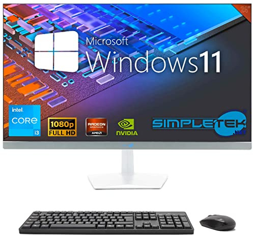 SIMPLETEK - All in One 24 FHD Computer | Core i3 | Windows 11 Pro | 8GB RAM | 120GB SSD | 1GB GT710 Grafikkarte | Mit integrierter 5MP Webcam, Wifi 6 und BT 5.2
