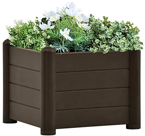 ARKEM Raised Garden Bed PP Mocha 43 x 43 x 35 cm, Stone Edging, Gabion Kit, Garden Gabion