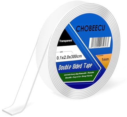 3m Nano Tape doppelseitiges Klebeband, strapazierfähig, spurlos, abnehmbar, wiederverwendbar, waschbar, schwerlast (0.1x2.0x300cm)