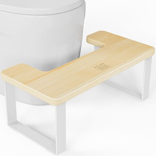 USION Toilettenhocker Erwachsene - 7 Zoll Toilettenhocker Holz, Anti-Rutsch Klohocker Fußbank Squatting Bathroom Potty, WC Hocker Kackhocker Badezimmer Hocker für Erwachsene und Kinder (Weiß)