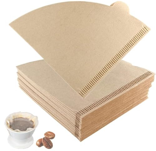 100 PCS Coffee Filter Papers, Disposable Unbleached Coffee Filters Papers Compatible with Size 02 Cone Filter Paper for Coffee Dripper Pour Over Coffer Makers (1-4 Cups), Natural