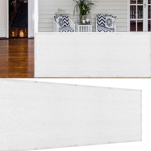 Brise Vue pour Balcon 90 x 700 cm Protection Contre Les Regards Ecran de Balcon Brise-Vue avec Attaches de Câble et Cordons pour Patio Extérieur Clôtures, Blanc