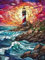 Gemartmall Diamond Painting Erwachsene Leuchtturm, Diamant Painting Bilder Erwachsene Leuchtturm, Diy Leuchtturm im Buntglasstil Diamont Painting als Zuhause Wanddekoration und Geschenk (30x40 cm)