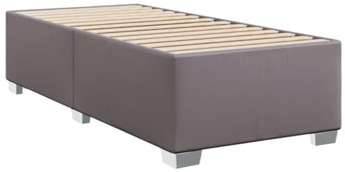vidaXL Bettgestell, Bettrahmen mit Lattenrost, Polsterbett Bett für Schlafzimmer, Einzelbett Schlafzimmerbett, Grau 90x200cm Kunstleder