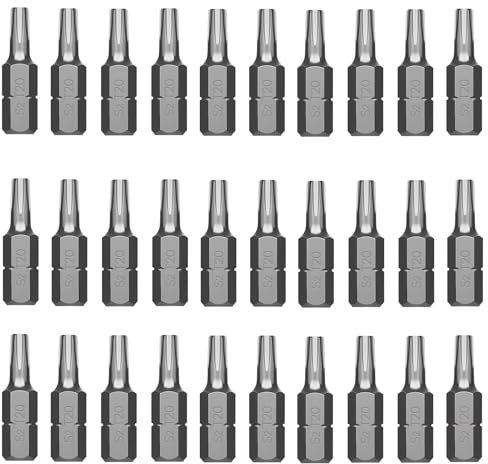 Jyvex T20 Bit, Torx Bit T20, 30 Stück TORX T20 Bit, S2 Stahl Bits, TX20 Bit(Länge: 25mm)-Torx 20 Bit Geeignet für Torx-Schrauben