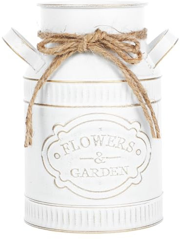 Garneck Rustic Vintage Metal Flower Bucket Vase for Dried Floral Arrangement for Desktop Home Garden Decoration Small Plant Bucket