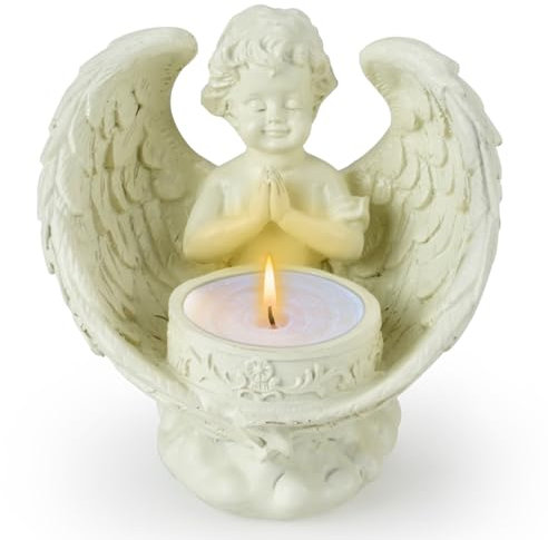Kerzenständer Engel Kerzenhalter, Angel Memorial Gifts Teelichthalter, Betet Engel Figur Deko für Wohnzimmer, Kerzenhalter Dekoration für Harz Garten Dekoration Trauerfall, Beerdigung Schlafzimmer