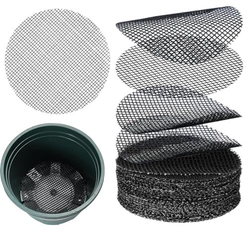 Lot de 150 filets de drainage en maille pour pot de fleurs, tapis en maille respirante pour fond de pot de fleurs, tapis de grille de fond de pot de , robuste et antidérapant pour les jardiniers