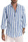 Meilicloth Men's Striped Shirts Casual Cotton Long Sleeves Button Down Holiday Vacation Dress Shirt Sky Blue