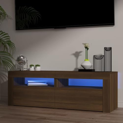 LXYZWRW Centres de divertissement et meubles TV, meuble TV avec lumières LED Chêne marron 120 x 35 x 40 cm