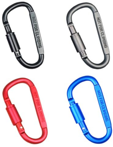 Debbery 4Pcs Locking Carabiners, Aluminum Alloy D Ring Carabiners, 80mm/3.2 Inch Multicolor Carabiner Clips for Camping, Fishing, Hiking, Traveling, Backpacking