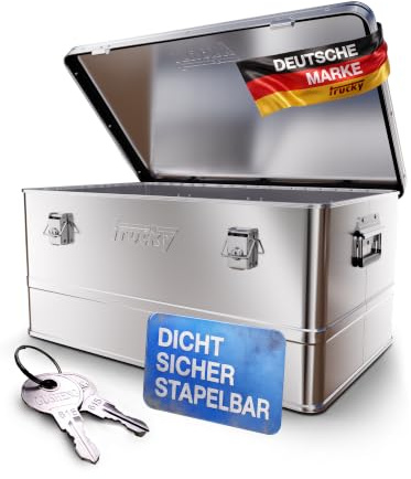 Trucky Aluminium Box mit Deckel Silber Alukiste Alu Kiste Abschliessbar | 85L, Transportbox, Metallbox, Aufbewahrungsbox, Metallkiste
