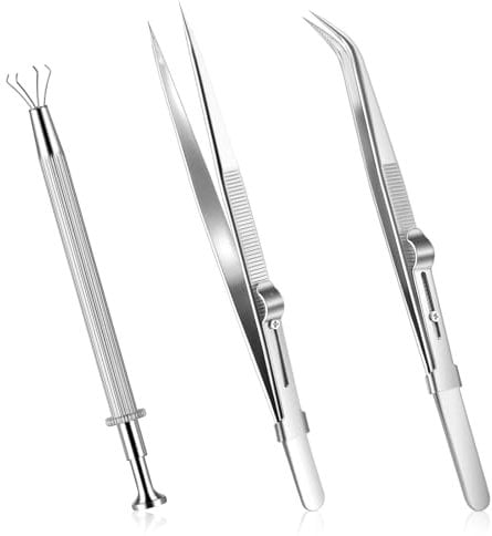 3 Stück Piercing Zange Piercingzange Edelstahl Für Kugeln, Mit Klauen, Piercing Kugel Aufdreher, Schmuck Pinzette Set, Schmuckpinzette Gebogen Für Stein Diamant Schmuck Perlen Uhren 16.5 Cm 11.5 Cm