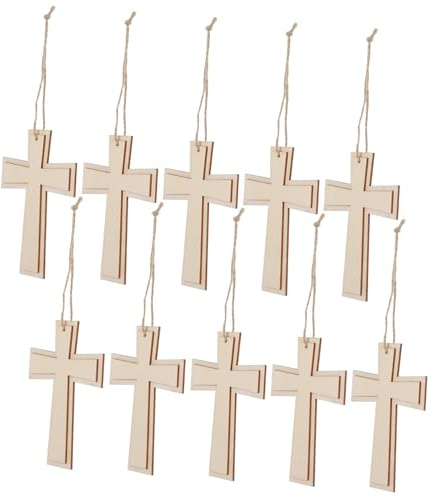 ERINGOGO 10stücke Holzkreuz Zum Bemalen Handgefertigte Holzkreuze Kleine Holzkreuz-Ornamente Wand-Kreuz-skulptur Kreuz-Statue Für Heimdekoration Bastelprojekt Für Junge Mädchen