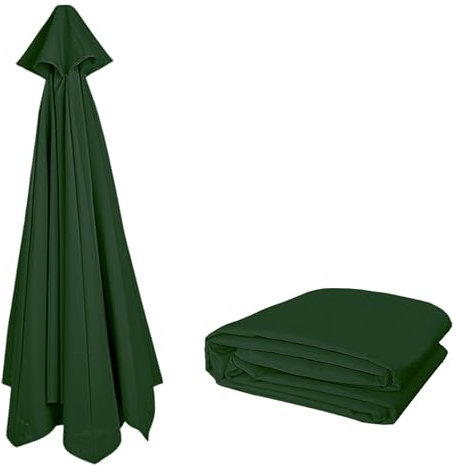 3.50M Toldo de Repuesto para Sombrilla de Terraza | Repuesto Paraguas Resistente Y Grueso | Cubierta de Toldo de 8 Varillas | Protección UV y Resistente Al Agua | Solo Tela de Parasol(Dark green)