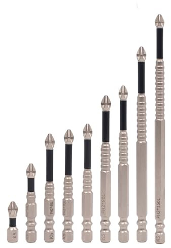 K5 - Punta antiscivolo K5, resistente agli urti e antiscivolo, set di punte per cacciavite magnetico Ph2, punta a croce, universale, set di cacciaviti elettrici magnetici antiscivolo (set D (25-5)