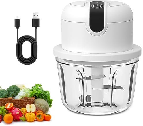 Onion Chopper, 350 ml, Multi-Chopper Electric Small, Electric Onion Cutter, Universal Chopper, Vegetable Chopper, Mixer Chopper for Meat, Onions, Garlic