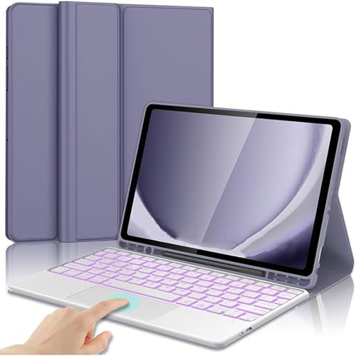 FAYGAOAI Étui Clavier pour Samsung Galaxy Tab S6 Lite 10.4'' 2024/2022/2020, Rétroéclairé 7 Couleurs, Pavé Tactile Intelligent, Clavier sans Fil Magnétique Détachable avec Support S Pen,Dark Purple
