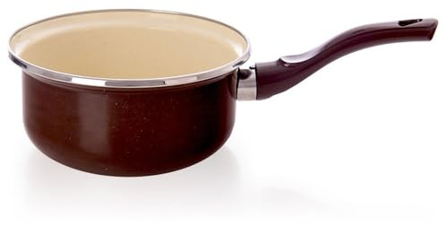 orion group Emaille-Stieltopf Kasserolle Kochtopf Schmortopf 16 cm 1 L | emailliert Brown