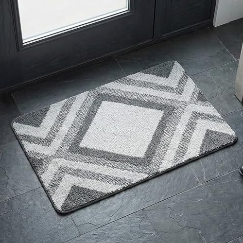 Nest & Nibble Grey Indoor Door Mat 60 x 90 cm – Non-Slip Washable Entrance Rug Soft & Ultra-Absorbent Floor Mat for Front and Back Door, Bedroom, Office, Entryway | Inside Home Essentials Carpet