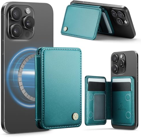 Lanhiem for Magsafe Wallet,4 Card Holders with[RFID Blocking],PU Leather Magnetic Wallet Folio Card Case with [Clear ID Window] for iPhone 17/16/15/14/13/12 Pro/Pro Max/Air/Plus Series (Bule)