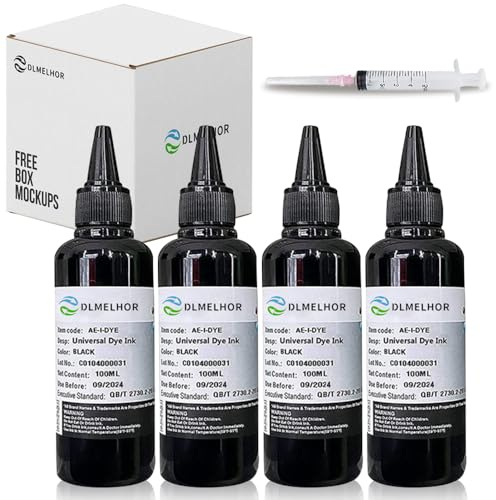 Universal Dye Refill Tinte Kits Anzug für EPN Canon HP Brother Lexmark Samsung Dell Kodak Tintenstrahldrucker Kompatibele Patronen Nachfüllbare Patronen CISS CIS System,4 Schwarz,400ml