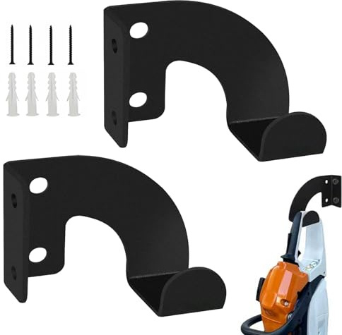HUSOUE 2 Stück Motorsägenhalterung, Wandhalterung Gartengeräte Schwer Kettensäge Werkzeughalter Organizer Metall Wandhalter für Garten Garage Werkstatt (Schwarz)
