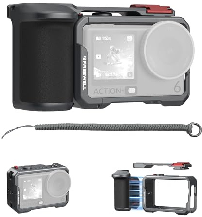 Freewell Creator Pro Käfig für DJI Osmo Action 6 mit Xplorer-Griff | Schnellverbindungshalterung, Kaltschuh, 1/4-Zoll-20-Gewinde + ALAI-Positionierungsloch, stoßfestes Aluminium-Rig-Kit