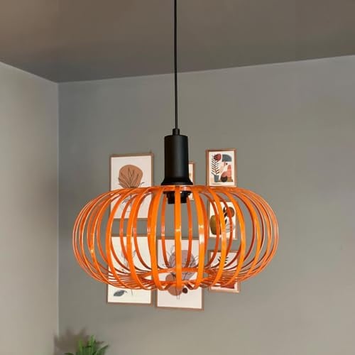 bamyum Este Hängelampe Ø38 cm, Pendelleuchte Vintage, Industrial aus Metall E27, Wohnzimmerlampe Hängend, Esstisch, Küchenlampe Orange