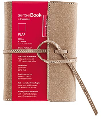 transotype senseBook FLAP Design Notizbuch refillable, small - ca. A6, blanko, weitere Varianten auswählbar, mit Klappe und Schnürung, edles Rinderleder