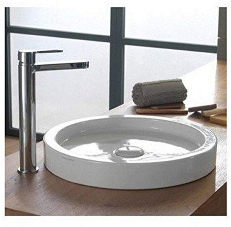 Scarabeo 8811-No Hole Eimer Keramikgefäß/Einbauspüle, 35,6 cm, Weiß