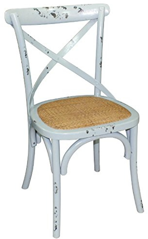 Bolero 2X Blue Wooden Dining Chairs with Backrest 470mm Hotels Restaurants Cafe