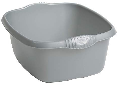 Funky Gadgets Grey Rectangular Dish Washing Bowl, 12L Plastic, 32x39x16cm, 330g