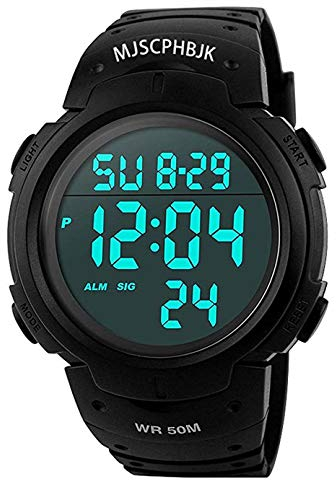 Montre de Sport pour Homme à Quartz numérique - étanche jusqu'à 50 m - Rétro-éclairage LED